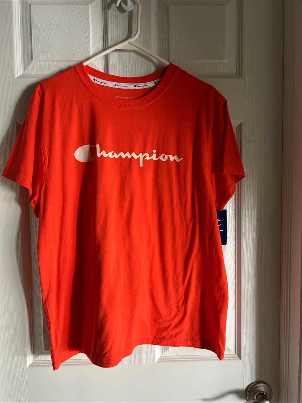 Champion Short-Sleeve Logo Tee - Orange with White Logo